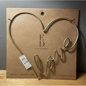 New ED by Ellen Degeneres Metallic Gold Wire Love Heart Wall Decor Hanging 2017